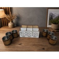 Wooden glasses set of 6 pieces, 50 grams each. (BD 01-80)