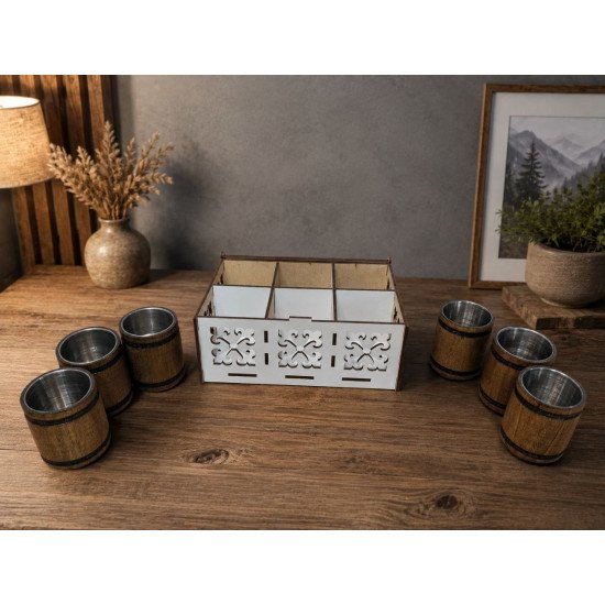 Чарки дерев'яний набір з 6 шт по 50 грам. (БД 01-80)